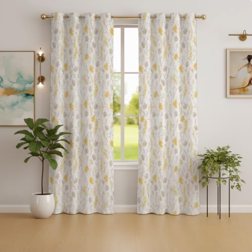 Image of STITCHNEST 'Florea Series' Premium Satin Room Darkening Curtains 7 Feet Long Set of 1 | Door Curtain 7 x 4 Feet | Blocks 70-80% Light | Ideal for Bedroom, Living Room & Home Decor