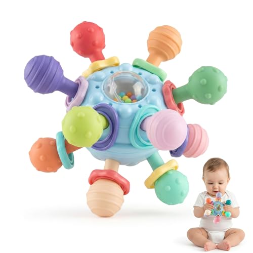 Image of StarAndDaisy Soft Baby Teether and Teeth Rattle Ball Toys for Infants & Toddlers (MBall Teether SkyBlue)