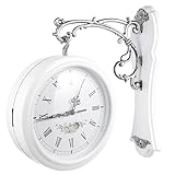 Gatuida Doppelseitige Vintage Wanduhr aus Metall Geräuschlos Drehbar für Wohnzimmer Büro Café mit Filigranem Design