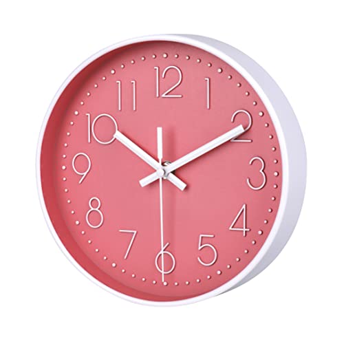 Jomparis Small Wall Clock 8 Inch Pink Wall Clocks Silent Non-Ticking For Bedroom Bathroom Kitchen #TOP1