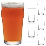 lav Beer Glasses Set of 6 - Pilsner Pint Glasses Set 19 Oz - Easy Stacking Craft Beer Ale Drinking G