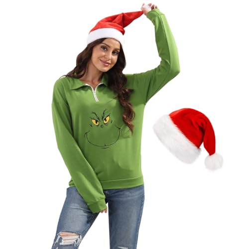 New Pullover Ugly Christmas Sweaters Cartoon Character Green Monster Print Unisex Sweatshirt With Christmas Hat 1 New Pullover Ugly Christmas Sweaters Cartoon Character Green Monster Print Unisex Sweatshirt With Christmas Hat