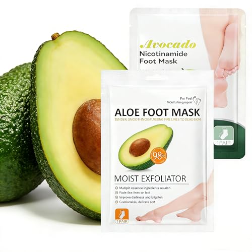 #ColaboraciónPagada<br>Silicone Heel Pads con Pies MáScara Set Taloneras de Silicona Anti Rubbing and Blisters Pies hidratantes Para Hombres y mujeres（Aguacate）