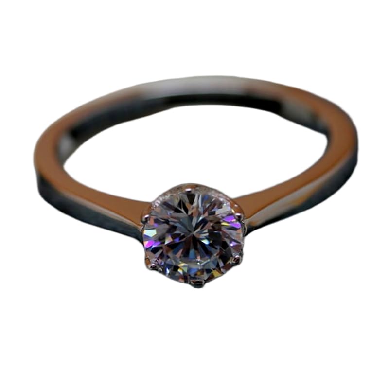 Bague solitaire en argent 925 avec moissanite durable anti-oxydation pour femme