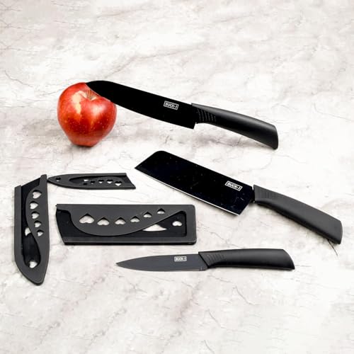 Image of RADA Knife Set for Kitchen Professional 3-Piece Kitchen Knife Set - High Carbon Stainless Steel Chef, Utility & Santoku Knives with Ergonomic Black Handles (3 Pc Knife Set) (Black)