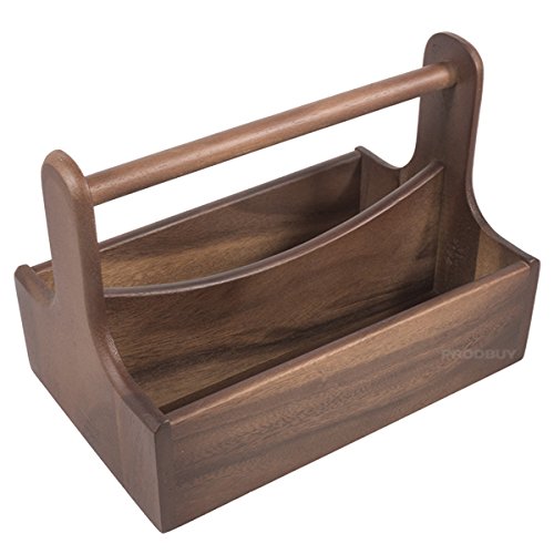 2 Compartment Wooden Cutlery/Condiment Holder