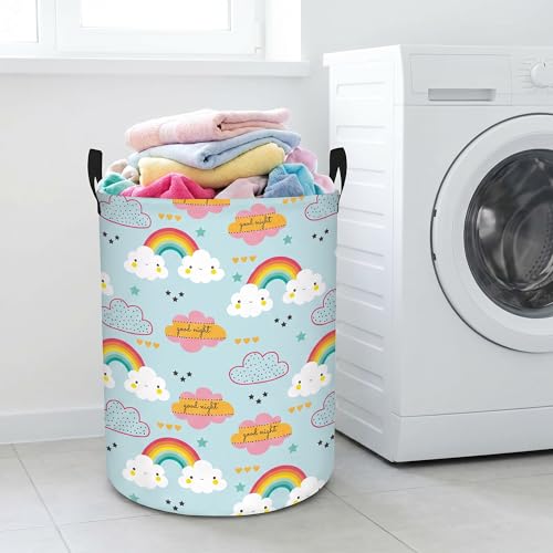 Image of Rainbow Laundry Hamper - Stylish Nursery Hamper for Girls, Large Capacity & Collapsible Design, Perfect for Kids Room Decor, Toy Storage, and Baby Girl Gifts (B)
