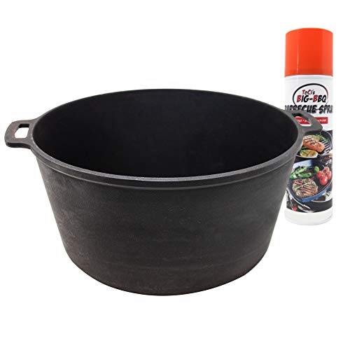 ToCis Big BBQ - Olla de hierro fundido, 6 litros, olla para cacerola, olla para Kazan, Nasha Maysternya Serie de 26 cm de diámetro, con spray de cuidado para hierro fundido