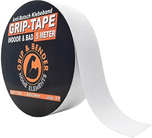GRIP&BENDER 5 Meter Antirutsch-Band für Rutschschutz von Badewannen und Treppen - 39mm Klebeband Anti-Rutsch-Streifen - Selbstklebende, rutschfeste Sticker für Dusche und Bad (5)
