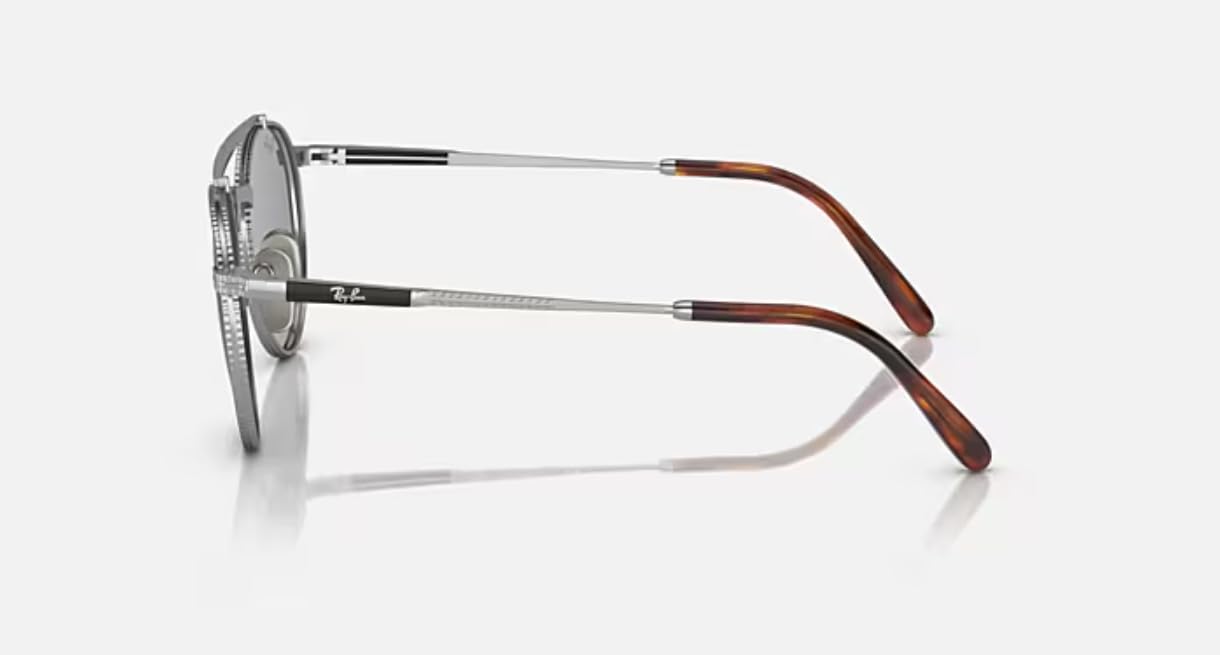 Ray-Ban Unisex Rb8237 Round II tytanowe okrągłe okulary przeciwsłoneczne, Srebrny/szary lustrzany niebieski, 50 mm