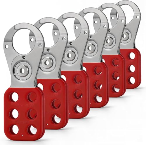 Boviisky Lock Out Tag Out Hasp, 6 Pack Lockout Hasps, 1 inch Jaw Diameter Stainless Steel Padlock Hasp, Tamper-Proof and Impact-Resistant Loto Hasps