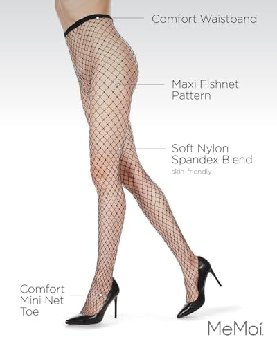 Image of MeMoi Maxi Fishnet Stockings for Women, Nylon Sexy Stockings, Comfortable and Breathable Fashion Tights