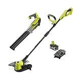 Ryobi ONE+ 18-Volt Lithium-Ion Cordless String Trimmer/Edger and Jet Fan Blower Combo Kit - 4.0 Ah Battery/Charger Included/Tools Included: String Trimmer and Jet Fan Blower