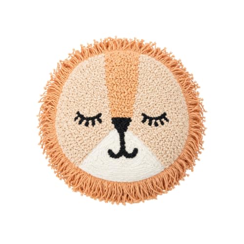 Image of Crane Baby Pillow, Decorative Round Animal Pillow for Nursery and Toddler Rooms, Lion, 12" x 12"