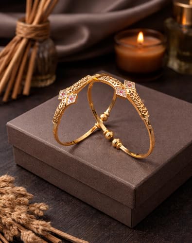 Image of Gold Plated Heart Bangle Bracelet, Twisted Rope Design with Black and Crystal Accent, Adjustable Cuff Style, Fashion Jewelry for Women