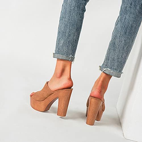 Women's Peep Toe Platform Chunky High Heel Mule Sandals Slip On Wedge Slides Sandals Comfortable Dress Sandals4