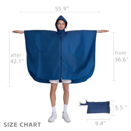 Cloak raincoat Unisex poncho Adult hooded men and women with pockets Mountaineering hiking rainstorm prevention - Image 4