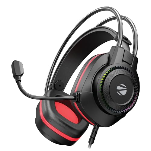 Zebronics Premium Wired USB Gaming Headphone, Simulated 7.1 Surround Sound, 40mm Neodymium Drivers, Windows Software, EQ, Flexible Mic, Multicolor, 2m Braided Cable, Ear Cushion, PC & Laptop (Jet 7.1)