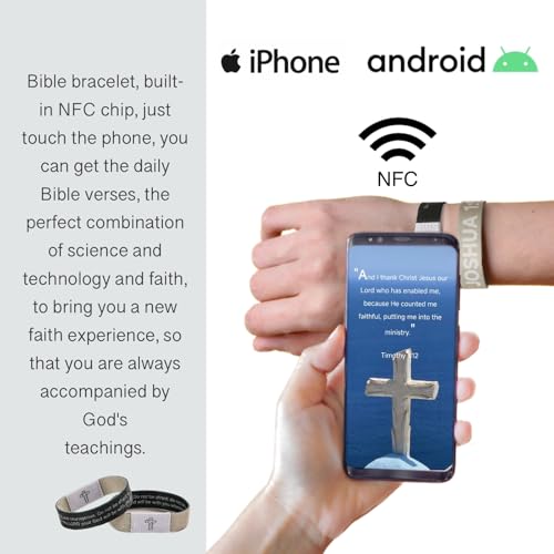 Daily Bible Verse Bracelet Scan for Men Women, Wearable Bible Bracelet Christian Scripture Bracelets Catholic Inspirational Religious Faith Gifts3