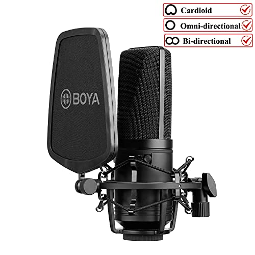 Boya Large-Diaphragm Studio Microphone Podcast, New Audio Condenser Microphone With 3 Polar Patterns & Sturdy Housing For Vocal Recording Singer Podcaster Home Audio Youtube Video #TOP7