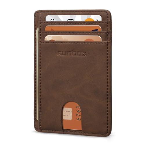 Image of RUNBOX Slim Minimalist Front Pocket RFID Blocking Leather Wallets for Men and Women Card Holder Wallets Gifts for men