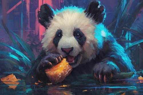 KY-link Stamped Cross Stitch Kits, Panda Munching in Secluded Grove, Needlepoint Counted Cross Kits for Beginners, Embroidery Kits Arts Home Decor(11CT No Frame,16x20 inch)(Cross Stitch12)