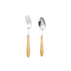 PEKJI Simple home wooden handle knife fork spoon kitchen utensils stainless steel western cutlery set reusable silverware set