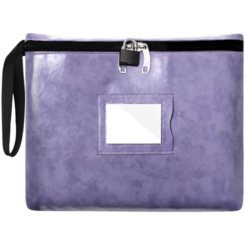Bolsa impermeable de poliuretano violeta con asa y cerradura para resguardo de documentos