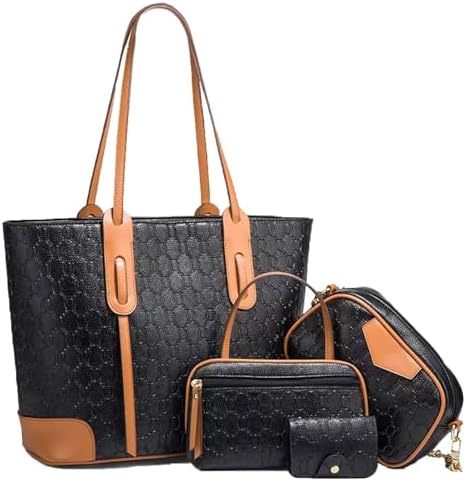 womens bags and purses Fashionable Classic Large Capacity Tote Handbag Top Handle Satchel Purse Set 4pcs