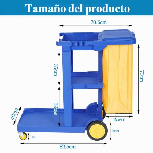 Carro de limpieza bimiti de 83x46x90 cm ideal para pasillos de hotel y comercios 4