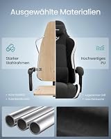 SONGMICS Gaming-Stuhl, Bürostuhl, Sitzkissen mit Federn, 150 KG Belastbar – Ansicht 5