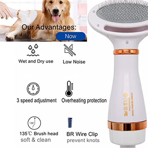 Pet Hair Dryer, 2 In 1 Pet Grooming Dryer With Slicker Brush, 3 Adjustable Pet Grooming Blowing Dryer For Small & Large Cat Dog Shower & Bath Accessories #TOP3
