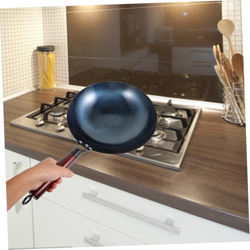 Wok de hierro con mango, antiadherente, para cocina y camping miniatura 6