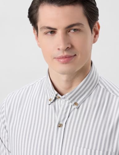 Image of Symbol Premium Mens Striped Oxford Smart Casual Shirt | 100% Cotton | Button-Down Collar | Regular Fit