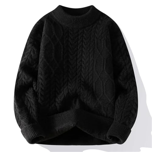 Men's Knit Sweater Thick Pullover Round Neck Solid Color Loose Fit Casual Warm Winter Top3