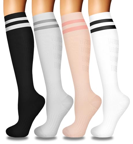 Image of 4 Pairs Compression Socks for Women Circulation-Best Support for Nurses,Running,Athletic,Travel