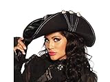 Verkleidung Schwarzer Piratenhut für Damen in Lederoptik Fasching Outfit