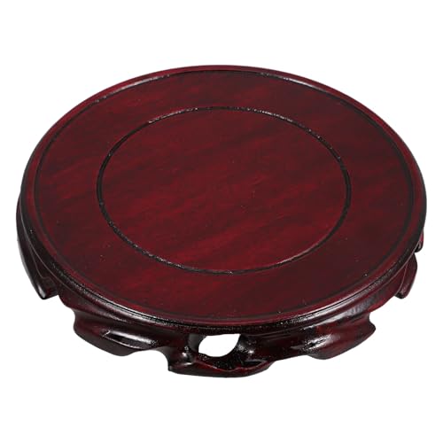 HOMSFOU Support de Vase Chinois en Bois 15X15X2.4Cm Socle pour Plante et Théière, Décoration pour Salon Zen et Mobilier Oriental
