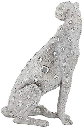 Studio 55D Sitting Leopard 16" High Silver Sculpture #TOP5