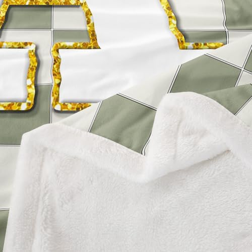 Image of Erosebridal Sage Green Checkered Fleece Blanket Queen 90 inchx90 inch Plaid Initial A Sherpa Blanket Personalized Monogram Fuzzy Plush Throw for Kids Boys Girls,Fashion Grids Gingham Decor for Bed Couch