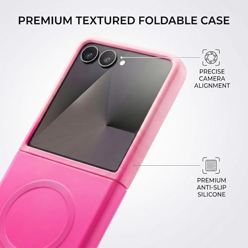 Image of amazon basics Gradient Mag-Safe Case for Samsung Galaxy Z Flip 7 5G | Soft Silicone Shockproof Cover with Camera Protection | Slim Lightweight Design | Smooth Touch & Durable - Light and Dark Pink
