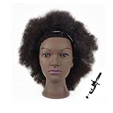 10‘’ Mannequin Head African Training Head with 100% Human Hair Cosmetology Afro Hair Manikin...
