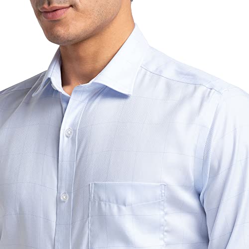 Image of Park Avenue Men's Pure Cotton Checks Pattern Regular Fit Semi Cutaway Collar Full Sleeve Formal Shirt