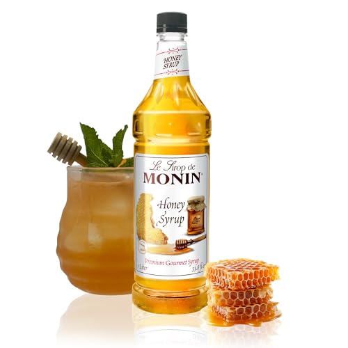 Monin - Honey Syrup, Smooth Sweet Honey Flavor, Great for Teas, Lemonades, Cocktails, & Coffee, Gluten-Free, Non-GMO (1 Liter)