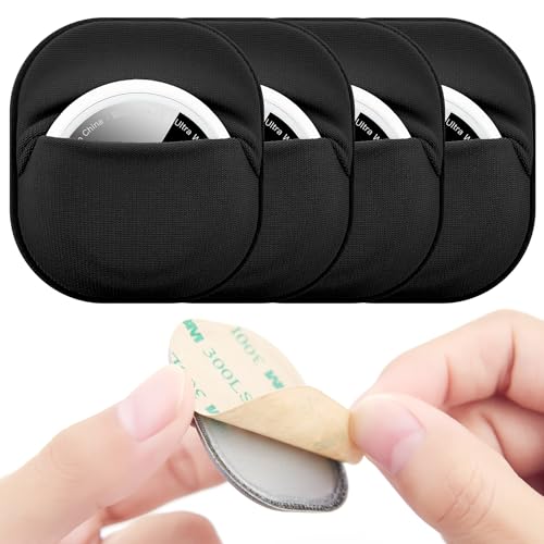 Paquete de 4 adhesivos para Airtag y Moto Tag, funda protectora completa para Airtag con adhesivo 3M en cartera, control remoto, coche, bolsas de equipaje, drones, funda protectora completa para