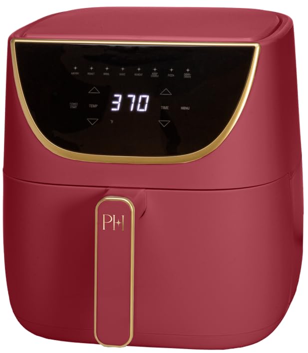 Image of Paris Hilton Air Fryer, Large 6-Quart Capacity, Nonstick Made without PFAS, Touchscreen Display, 8-in-1 (Air Fry, Roast, Broil, Bake, Reheat, Keep Warm, Pizza, Dehydrate), Dishwasher Safe, Berry