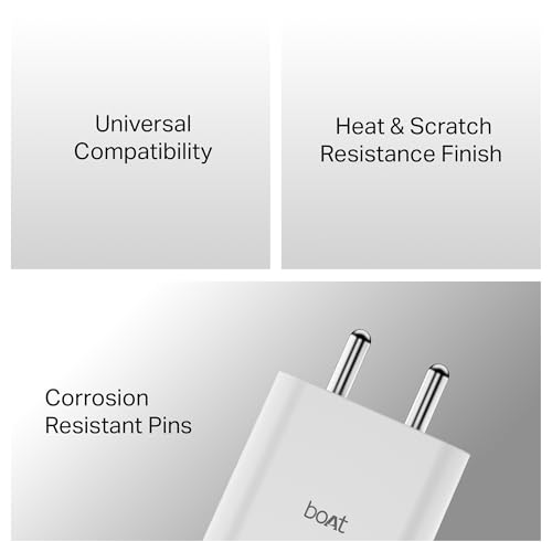 Image of boAt 25W Wall Charger for PD & PPS Fast Charging, Type-C Port; Compact & Lightweight, Scratch, Heat & Corrosion Resistant, Supports iPhone 17 /16 /15 /14 /Pro /Max; Samsung; Pixel; Android (Pearl White)