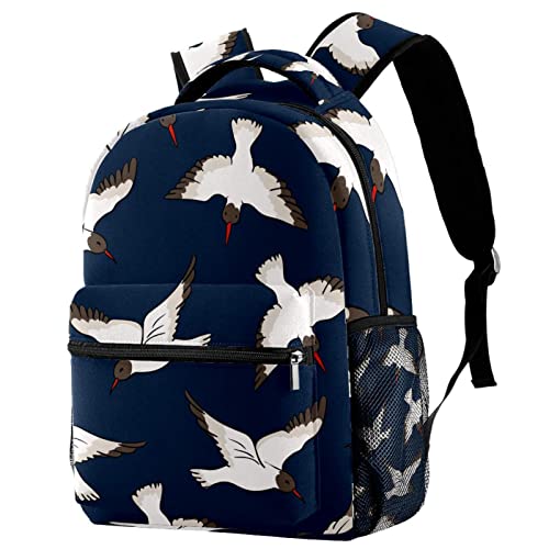 Sac à dos de voyage oiseau blanc anti-fuite avec poche bouteille pour l'école