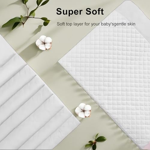 Image of Disposable Changing Pad Liners (50 Pack), Baby Incontinence Diaper UnderPads 18 inchx 24 inch Extra Large & Super Soft , Ultra Absorbent & Waterproof - Covers Any Surface for Diaper Changes, White