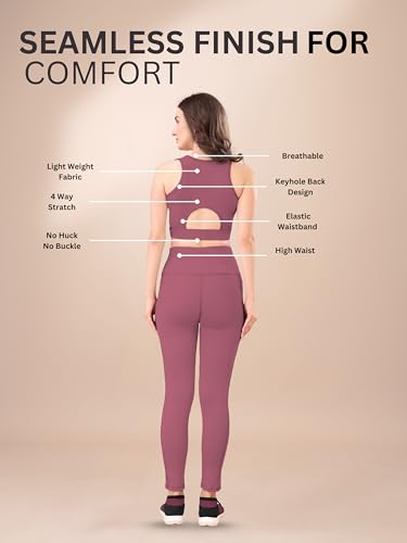 Image of High-Waist Track Suit, Co-ord Set for Women's, Gym wear 2-Piece Workout Set, Sports Bra and Bottom Set, Sports Running Suits, Yoga Wear
